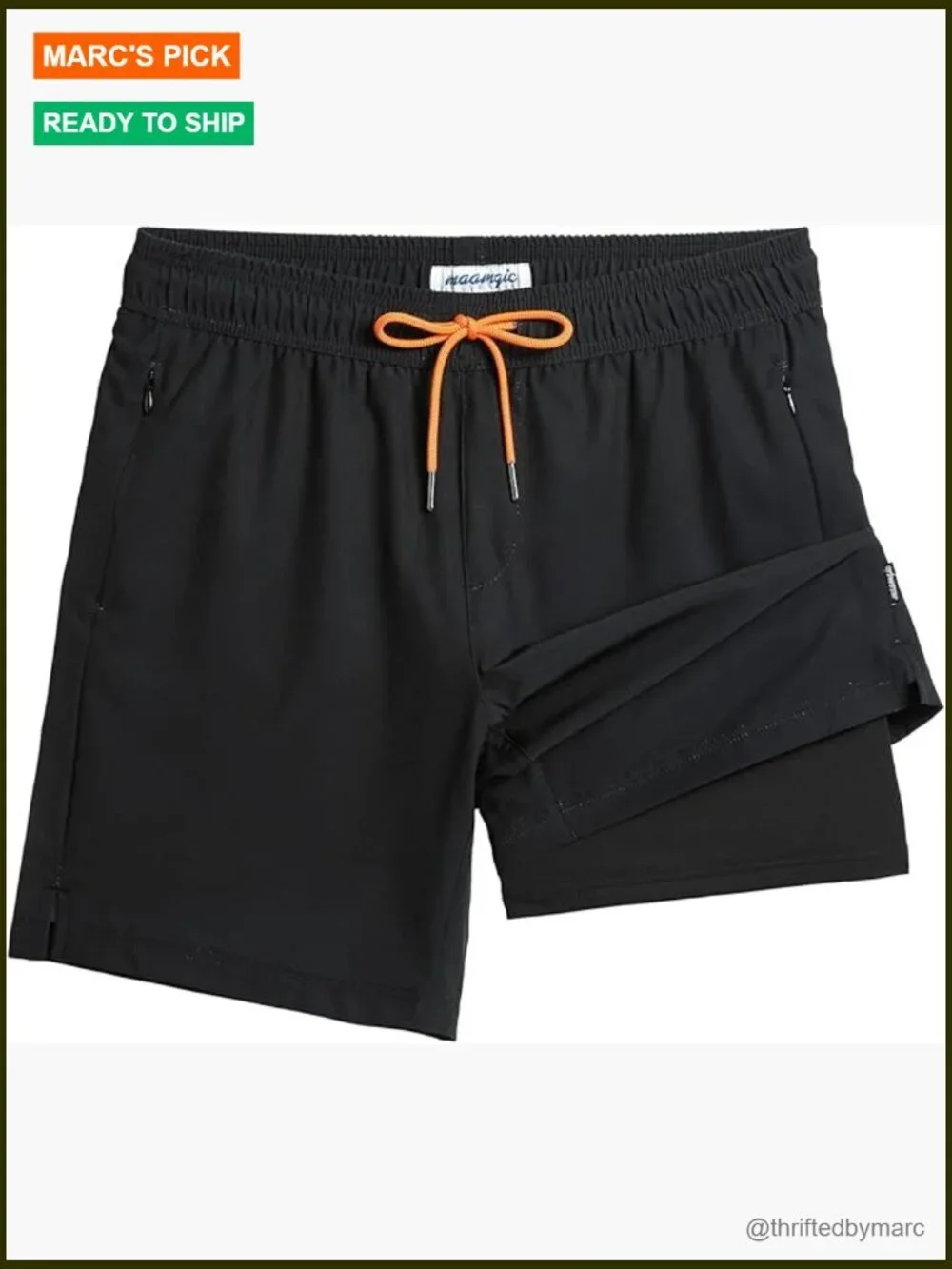 2 in 1 Men's Swim Trunks Board Shorts 7 Inch Quick Dry with Compression Liner